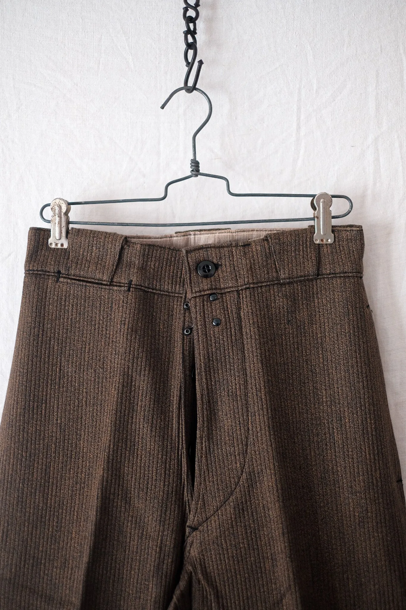 [~ 50's] Pantalon de travail de coton brun vintage français 