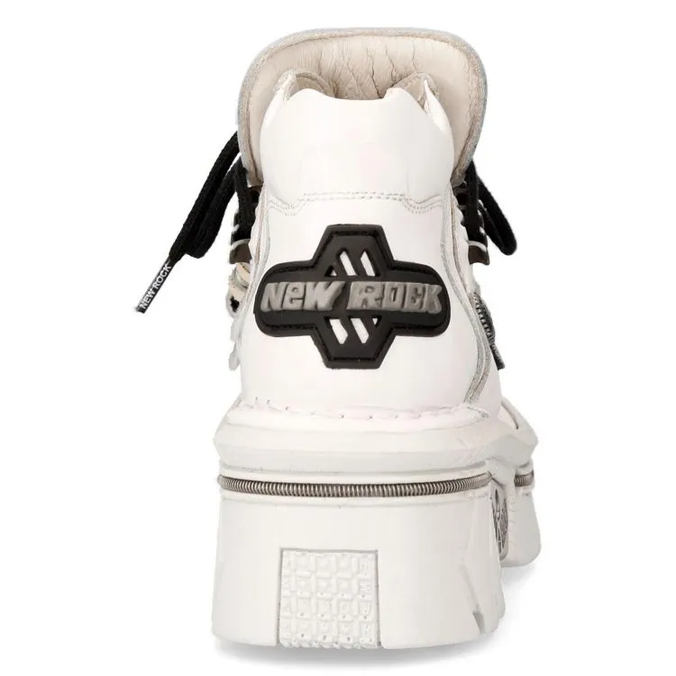 Chaussures New Rock Metallic en Cuir Blanc