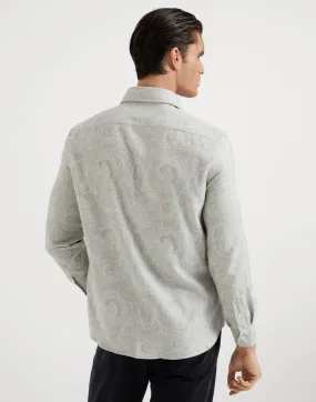 Chemise coupe Easy en flanelle jacquard Paisley à col français