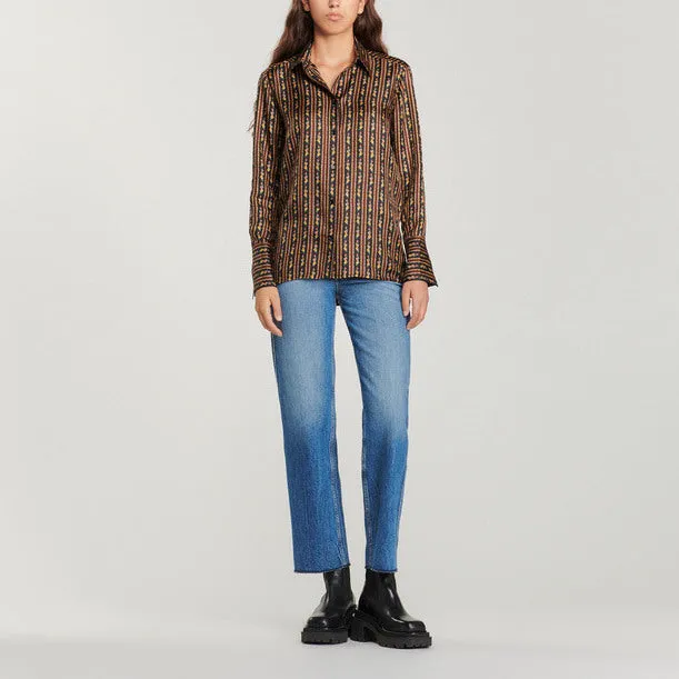 Chemise fluide à  imprimé fleurs rayures