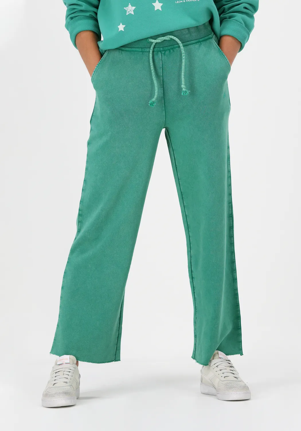 leon & harper pantalon de jogging partou jc55 uni en vert