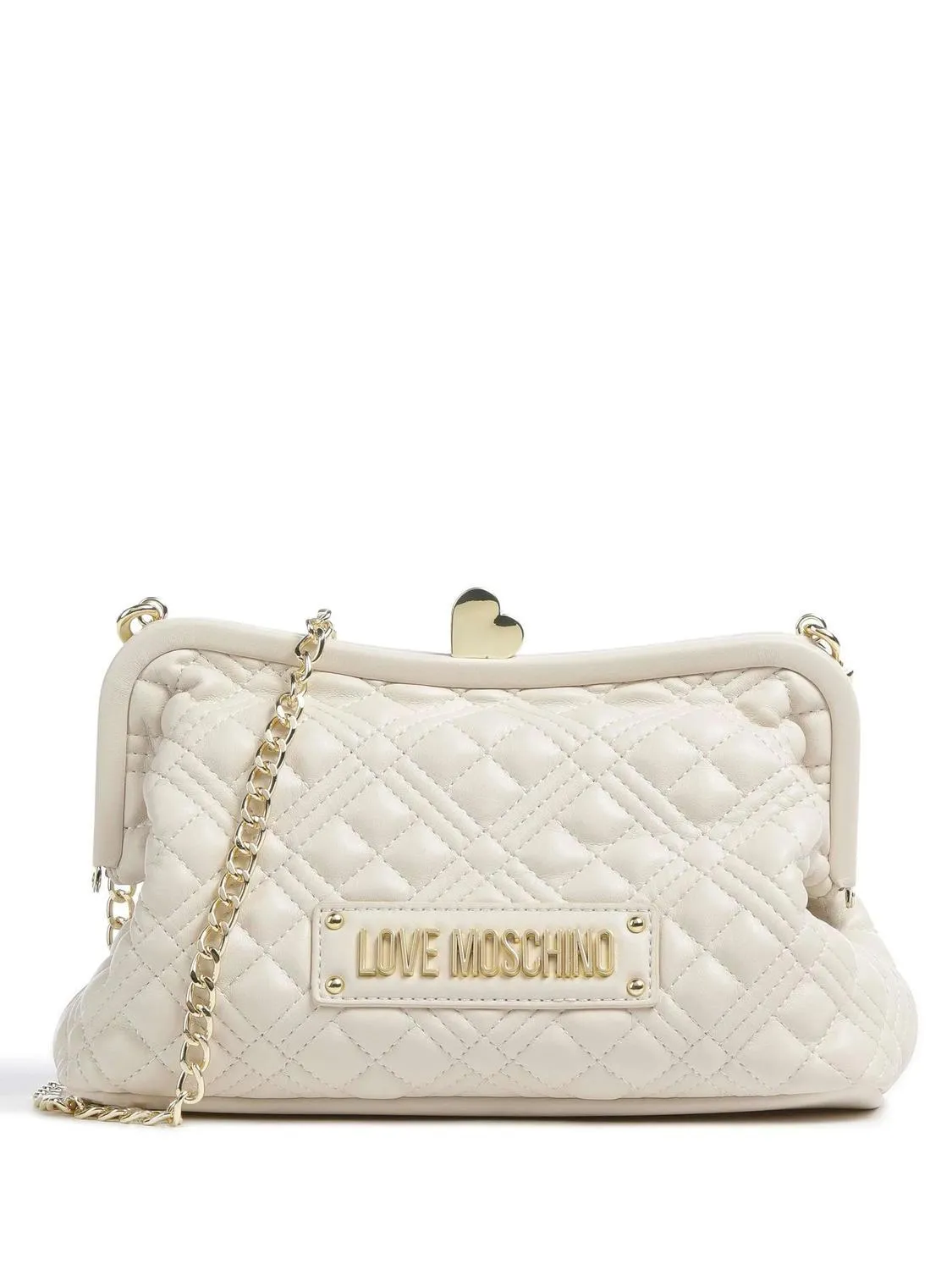 Love Moschino Quilted  Pochette Avec Bandoulière Ivoire - Achetez À Prix Outlet!