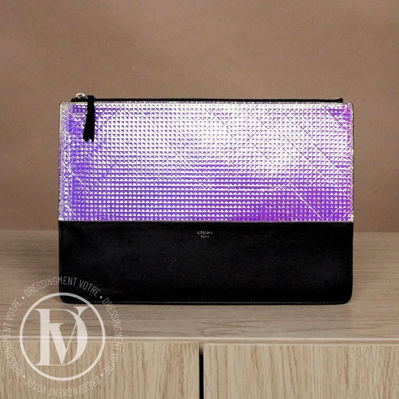 Pochette cuir noir et hologramme – Céline