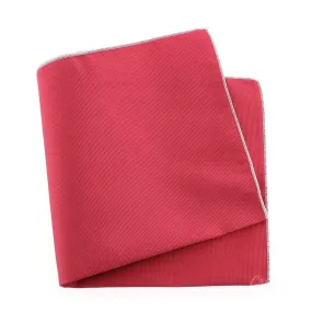 Pochette soie, Rose Ribes, ourlet blanc