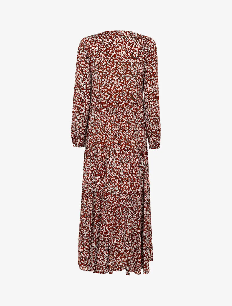 Robe à imprimé pâquerettes - marron