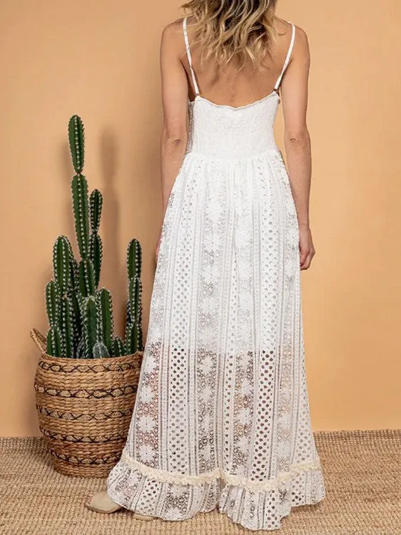 Robe longue dentelle blanche bohème