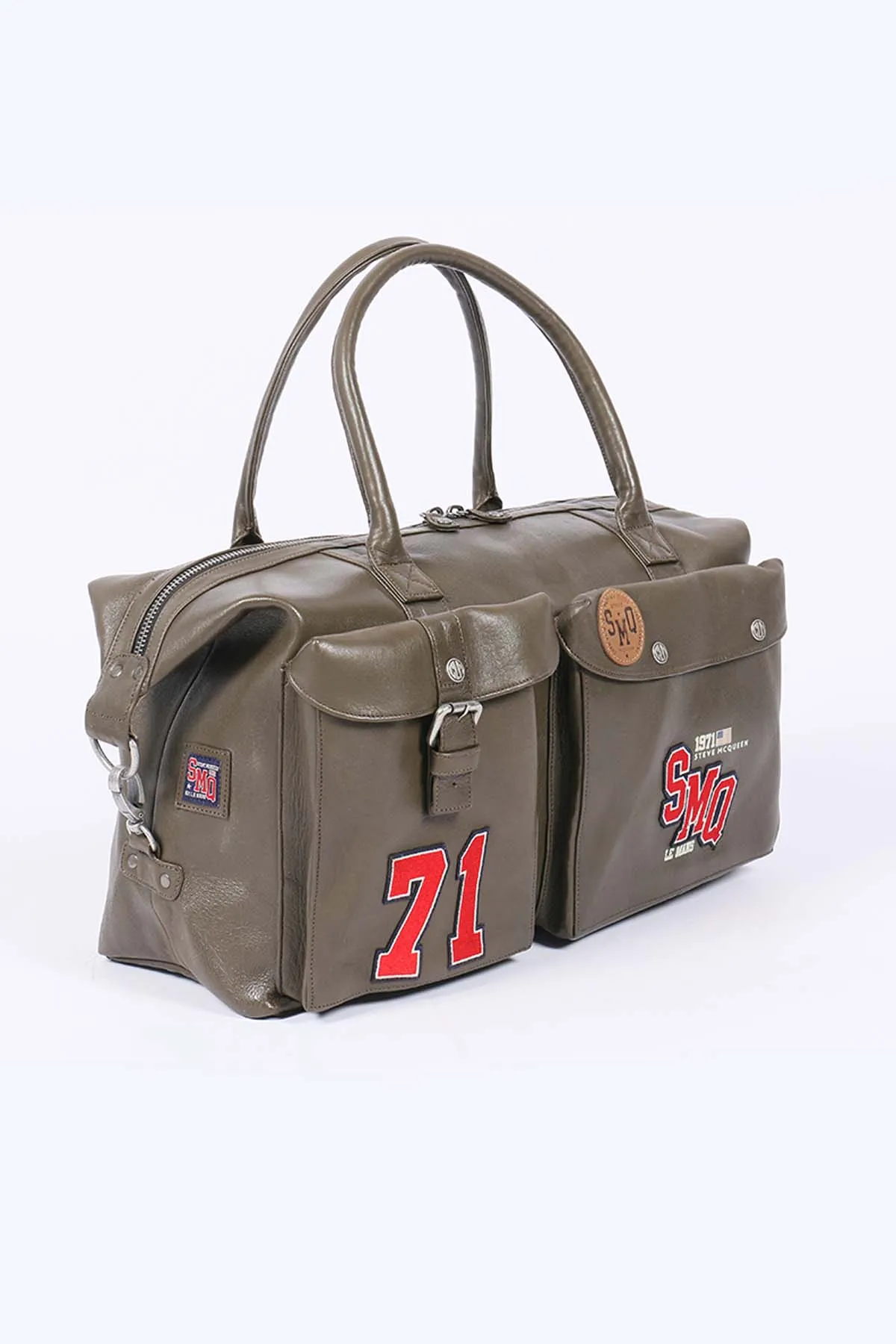 Sac de voyage en cuir Steve McQueen Stahler 48h kaki clair Homme