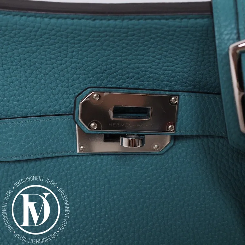 Sac Jypsière 31 en cuir togo bleu canard – Hermès