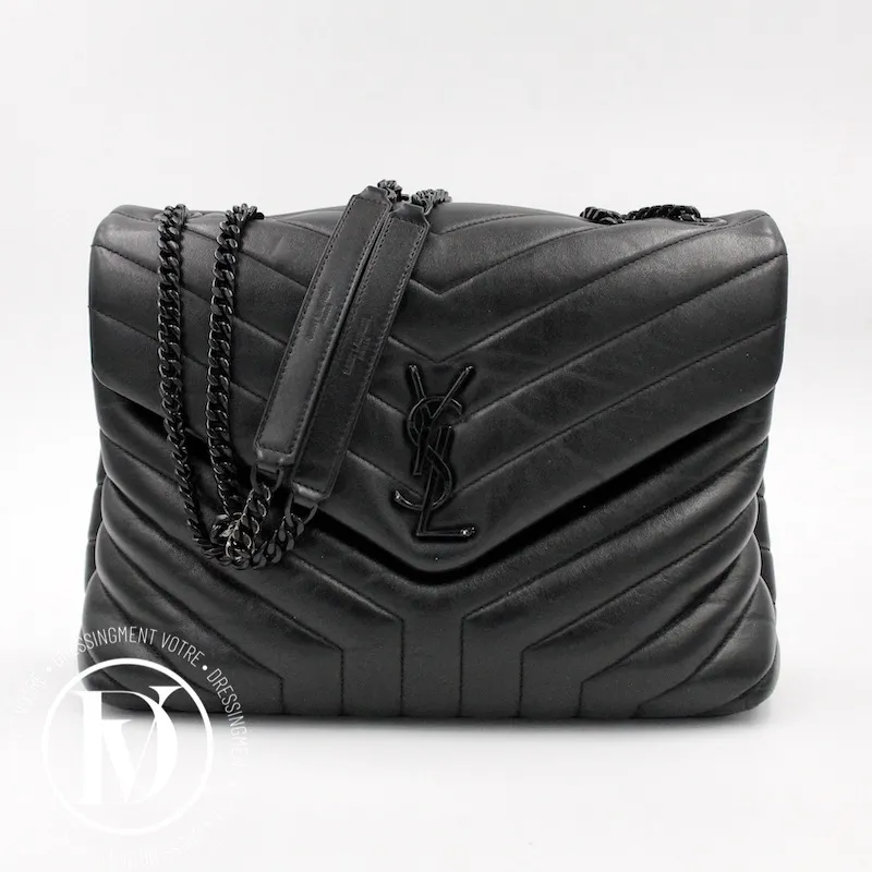 Sac Loulou médium en cuir full black – Saint Laurent