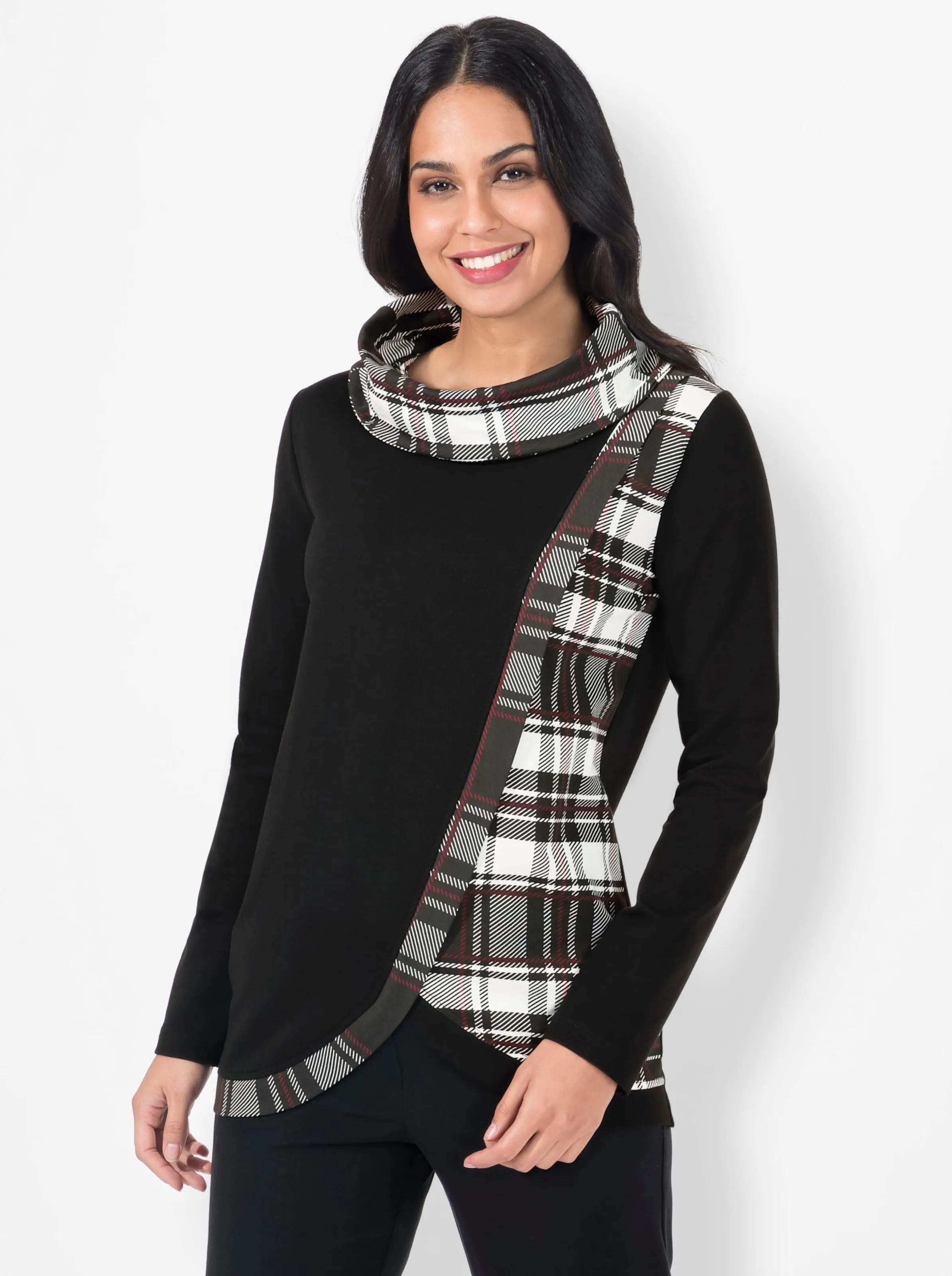 Sweatshirt avec empiècements à carreaux