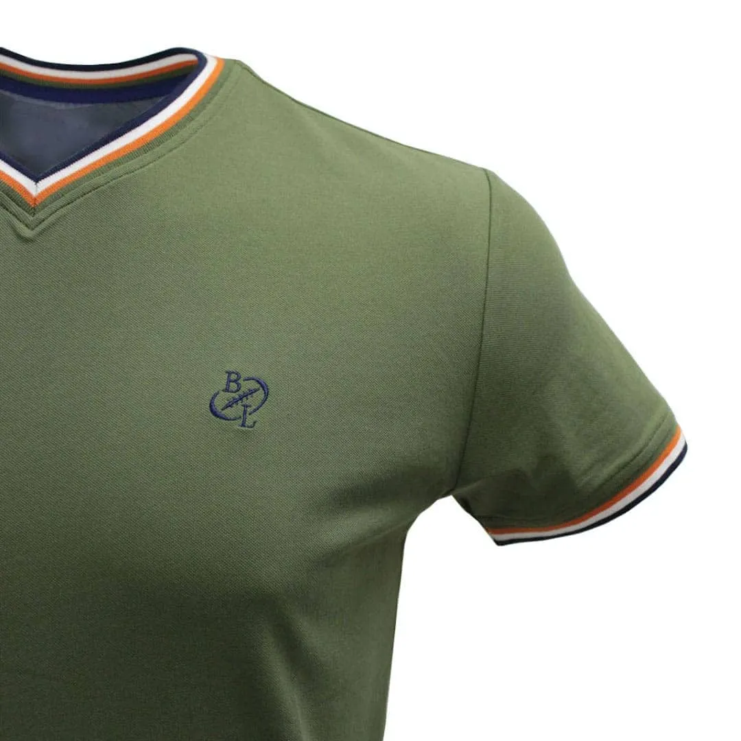 T-shirt kaki col V