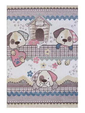 Tapis enfant KLK DOGRA en polypropylène doux et soyeux OEKO TEX® - Ecru