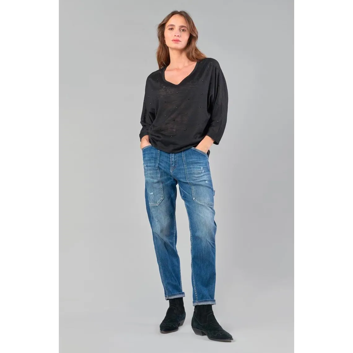 Tee-Shirt VILLOU - Noir en viscose | 3 Suisses