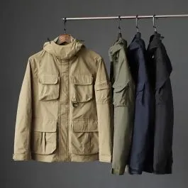 Veste coupe-vent à poches multipleset imperméable pour homme